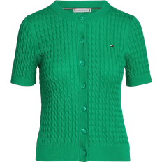 Tommy Hilfiger Cable Knit Slim Short Sleeve Cardigan - Olympic Green