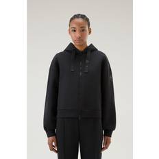 Woolrich Sort Sweatere Woolrich Hoodie in Mixed Cotton with Nylon Details black