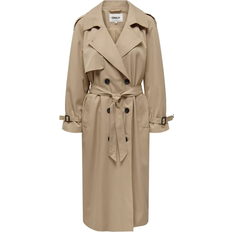 Beige Overtøj Only Chloe Double Breasted Trenchcoat - Brown/Tannin