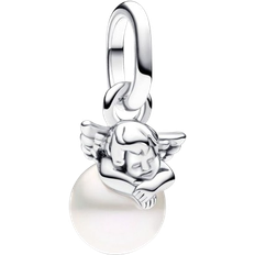 Pandora Perler - Sølv Charms & Vedhæng Pandora ME Cupid Mini Dangle Charm - Silver/Pearl