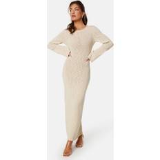 Bubbleroom Ayra Fine Knitted Maxi Dress Light beige