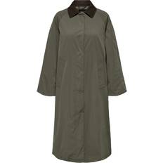 Only Grøn Overtøj Only Orchid Corduroy Mix Trench Coat - Kalamata/Dark Earth
