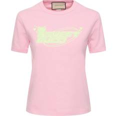 Gucci Dame T-shirts & Toppe Gucci Printed cotton jersey T-shirt pink