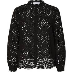 Selected Dame - Habitbukser Tøj Selected Broderie Anglaise Shirt - Black
