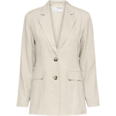 36 - Dame - M Blazere Selected Viva Relaxed Fit Blazer - Sand Shell