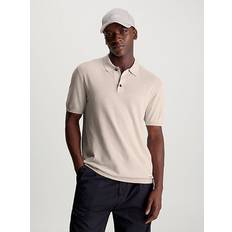 Calvin Klein Silke T-shirts & Toppe Calvin Klein Cotton Silk Polo Shirt Beige