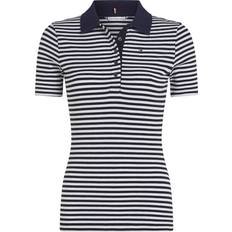 Tommy Hilfiger Dame - Viskose T-shirts & Toppe Tommy Hilfiger Women's Stripe Rib Slim Polo - White