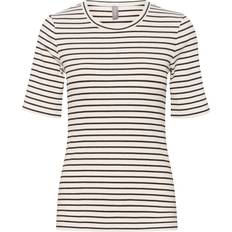CULTURE Sort T-shirts & Toppe CULTURE Cudolly Oneck T-shirt Kvinde Kortærmede T-shirts hos Magasin White/black Stripe