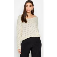 LTS Long Tall Sally Tall Ivory Chevron Pointelle Jumper, Cream, 14-16, Women