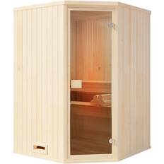 Gartenhaus Finntherm Sauna Corner Naturbelassen 194 cm x 175 cm Wandstärke 40 mm