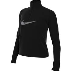 Dame - Høj krave - XXL T-shirts & Toppe Nike Women's Dri-FIT Swoosh 1/4-Zip Running Top - Black/Cool Grey