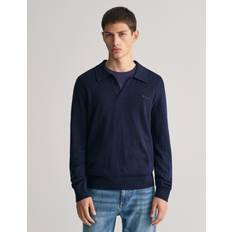 Herre - Silke - XL Tøj Gant Cotton/Linen Knitted Polo Evening Blue