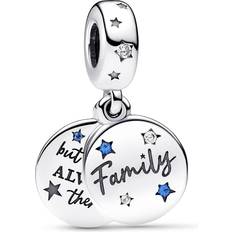 Pandora Krystal - Sølv Smykker Pandora Family Love Double Dangle Charm - Silver/Blue/Transparent