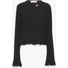 Chloé Overtøj Chloé Fringe-Edge Silk-Cashmere Tweed Boucle Knit Jacket
