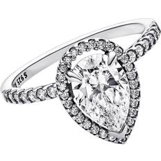 Pandora Sparkling Pear Halo Ring - Silver/Transparent