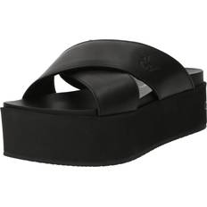 Calvin Klein Leather Platform Sandals Black