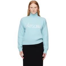 Versace Sweatere Versace Blue Embroidered Turtleneck 1VD50-Pale Blue IT