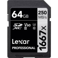 LEXAR 64 GB - Class 10 - SDXC Hukommelseskort LEXAR Professional SDXC Class 10 UHS-II U3 V60 250/80MB/s 64GB (1667x)