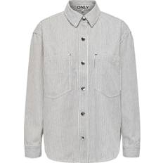 Only Dame Overtøj Only Striped Overshirt - White