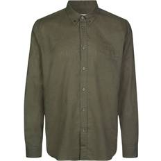 Samsøe Samsøe Grøn - Peplum Tøj Samsøe Samsøe Liam Linen/Cotton Shirt Dusty Olive