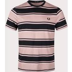 Fred Perry Pink T-shirts Fred Perry Mens Bold Stripe T-Shirt Colour: U89 Dark Pink/Dusty Rose/Black