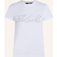 Karl Lagerfeld 26 Tøj Karl Lagerfeld signatur-t-shirt Mit Strass, Frau, Weiss, Größe: