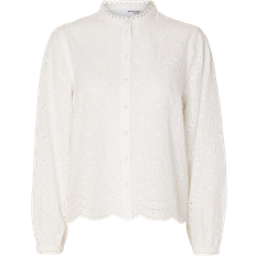 Selected Off-Shoulder Tøj Selected Tatiana English Embroidery Shirt - Bright White