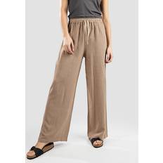 Blue Tomato Dame Tøj Blue Tomato Long Wide Leg Linen Pants beige with pinstripes