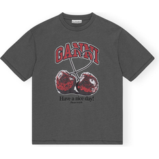 Ganni Overdele Ganni Future Relaxed Cherry T-Shirt - Volcanic Ash