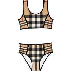 Ternede Badetøj Burberry Contrast Check Stretch Nylon Bikini - Archive Beige (80618501)