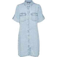 34 - XL Kjoler Vero Moda Jennie Short Dress - Blue/Light Blue Denim