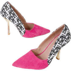 Dame - Polyuretan Højhælede sko Shein Ladies' High Heels, Solid Pink/leopard Print Stiletto Single Shoes