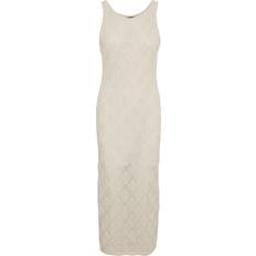 Beige - Bomuld Kjoler Vero Moda Riviera Long Dress - Grey/Birch