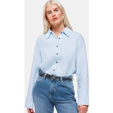 Whistles Dame Overdele Whistles Petite Relaxed Fit Linen Shirt, Blue