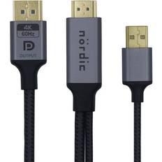 Nördic HMDP-120 Displayport 1.2 - HDMI 2.0/USB A Power M-M 2m