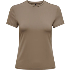 Elastan/Lycra/Spandex - Slim T-shirts Only EA Short Sleeves O-Neck Top - Grey/Walnut