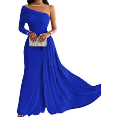 12 - Blå - Dame - Lange kjoler Shein One Shoulder Elegant Long Sleeve Dress