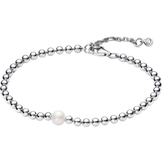 Pandora Perler - Sølv Armbånd Pandora Treated & Beads Bracelet - Silver/Pearl/Transparent