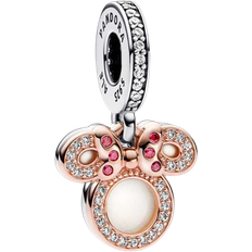 Pandora Disney Minnie Mouse Silhouette Double Dangle Charm - Silver/Rose Gold/Multicolour