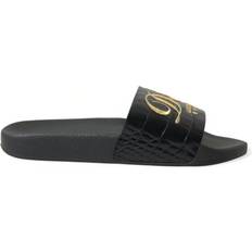 Dolce & Gabbana Badesandaler Dolce & Gabbana Black Luxury Hotel Beachwear Sandals Women's Shoes