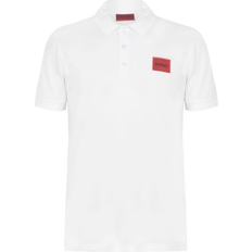 Hugo Boss Dereso Cotton Piqué Slim Fit Polo Shirt with Logo Label - White