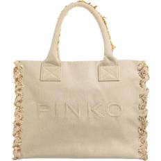 Pinko Tote Bag & Shopper tasker Pinko Women's Beach Shopper Recycled Canvas Tote Bag Ecru/Antique Gold Cream