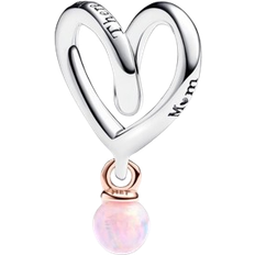 Pandora Charms & Vedhæng Pandora Two Tone Wrapped Heart Charm - Silver/Rose Gold/Pink