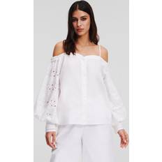 Karl Lagerfeld 40 Bluser Karl Lagerfeld Broderie Anglaise Off-shoulder Shirt, Woman, White