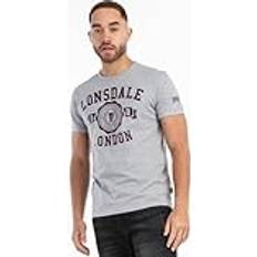 Lonsdale Herre - XXL T-shirts Lonsdale Herr T-shirt normal passform MURRISTER, Marl grå/oxblood