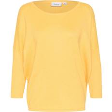Saint Tropez Gul Sweatere Saint Tropez MilaSZ R-Neck Pullover Yellow