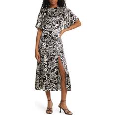 Topshop Viskose Tøj Topshop Austin Mono Print Angel Sleeve Occasion Midi Dress