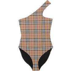 10 - 48 - XS Badetøj Burberry Check Stretch Nylon Asymmetric Swimsuit - Archive Beige