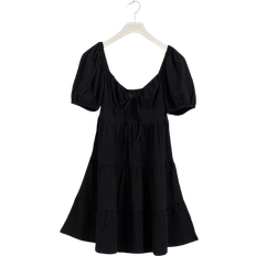 Kjoler Gina Tricot Puff Sleeve Mini Dress - Black