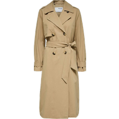 Selected 40 Overtøj Selected Sia Double Breasted Trenchcoat - Cornstalk